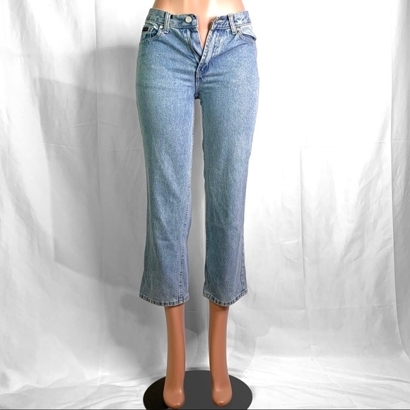 VINTAGE GLOBAL MIND BLUE WASHED JEANS 100% COTTON DENIM STRAIGHT CUT  WOMEN 28 - Picture 4 of 17